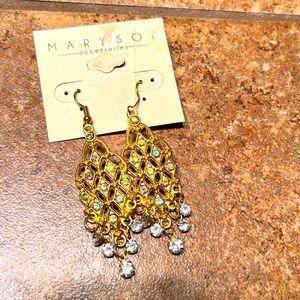 NWT Gold & Rhinestone Earrings